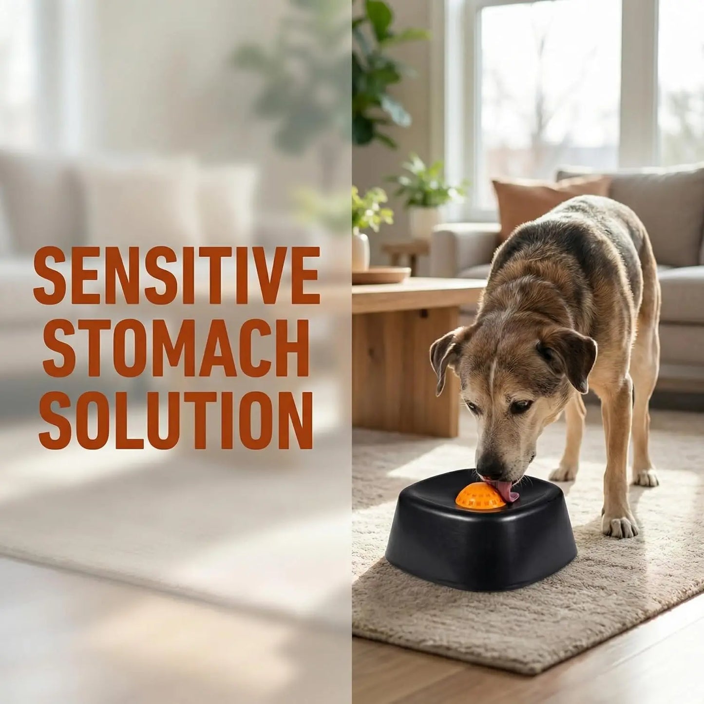 Slow feeder dog bowl for fast eaters designed to support sensitive stomachs and controlled feeding.